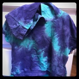Cat and Jack girls Tie-dye half shirt hoodie 6-6x